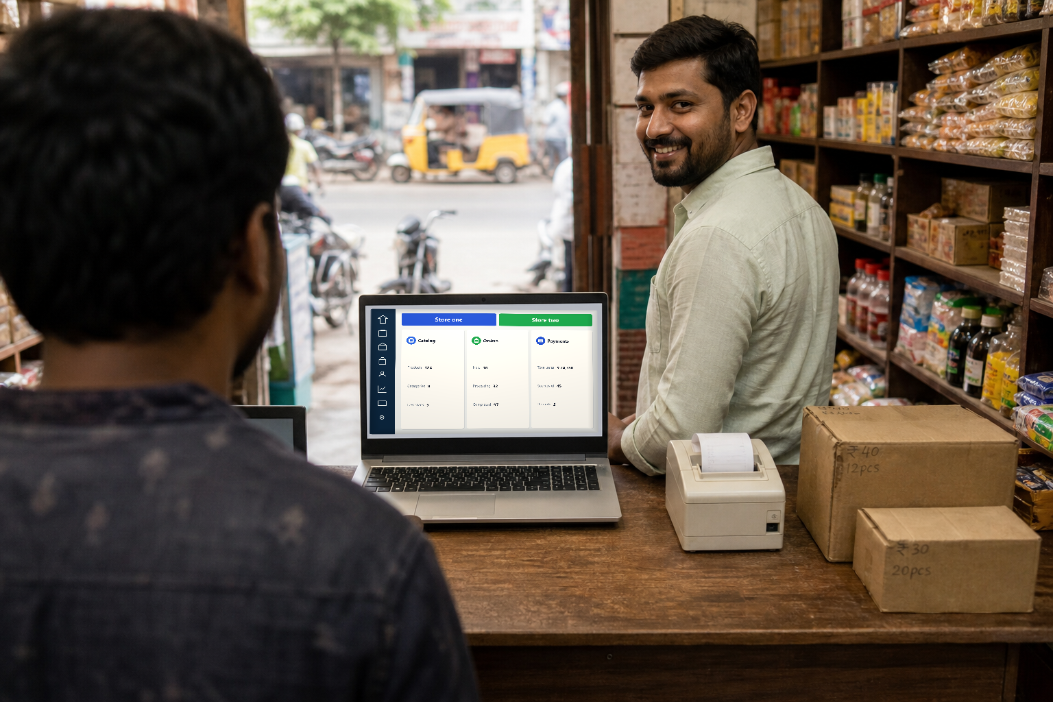 Seller running catalog, orders, and payments from one dashboard